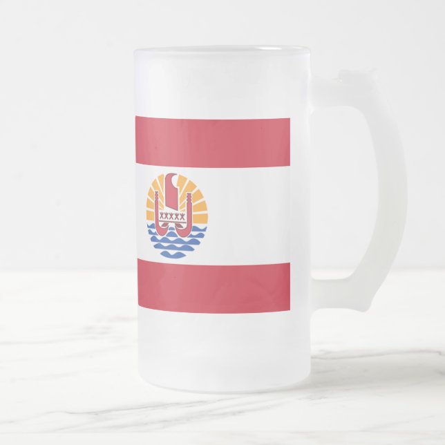 Franska Polynesia flagga Frostat Ölglas (Höger)