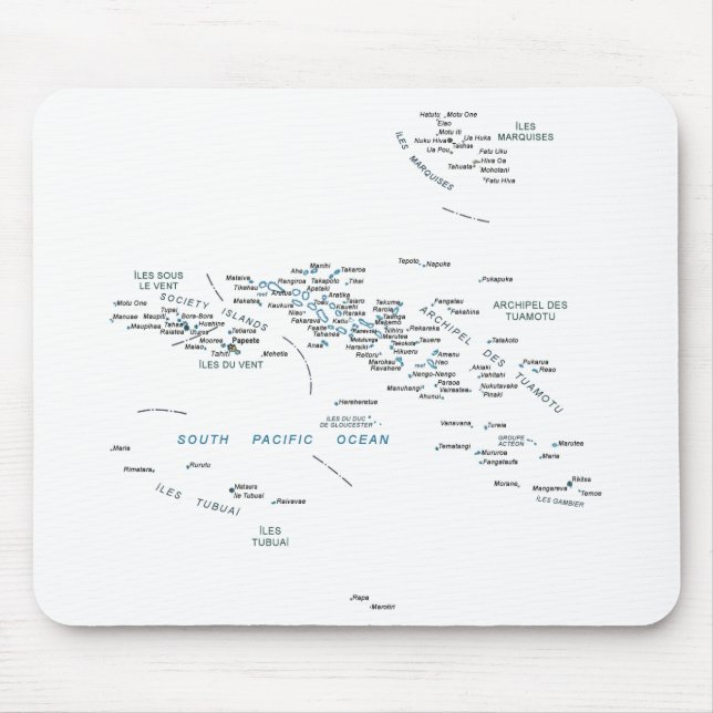 Franska Polynesia karta Mousepad Musmatta (Framsidan)