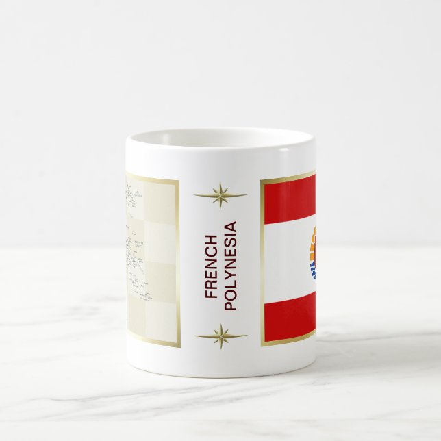 Franska Polynesien Flagga + Kartmugg Kaffemugg (Center)
