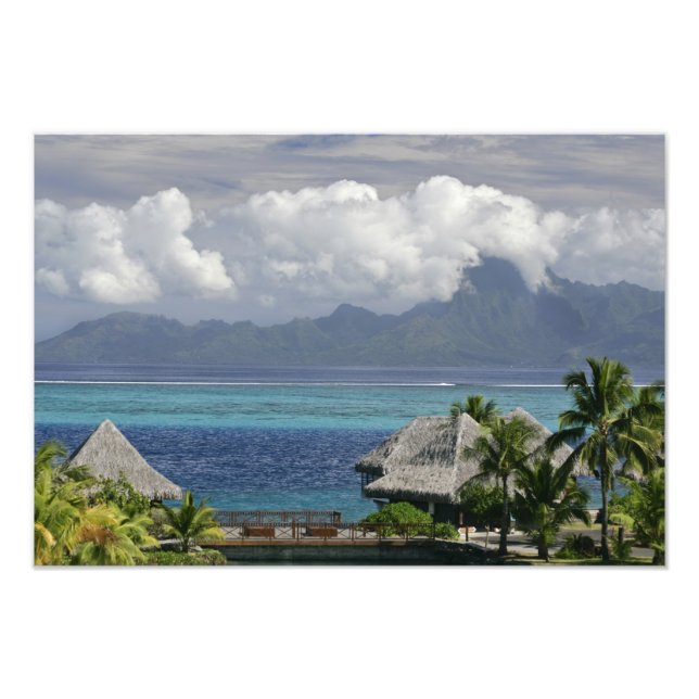 Franska Polynesien, Moorea. En vy av ön Fototryck (Framsidan)