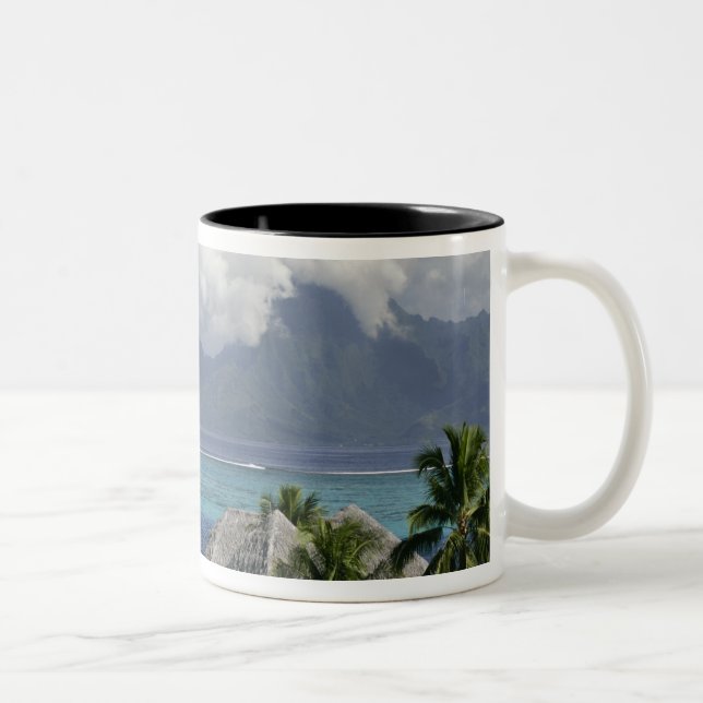 Franska Polynesien, Moorea. En vy av ön Två-Tonad Mugg (Höger)