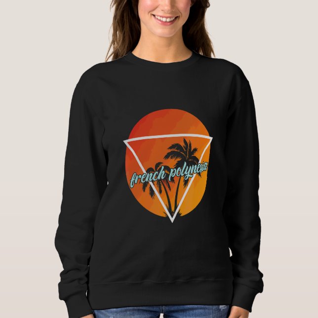 Franska Polynesien Solformad Triangel Med Palmer T Shirt (Framsida)