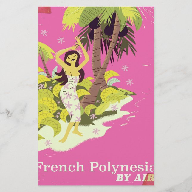 Franska Polynesien vintage-resaaffisch Brevpapper (Framsida)