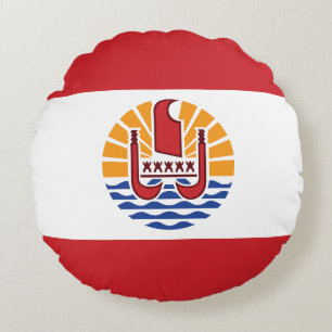 Franska Polynesiens flagga Rund Kudde