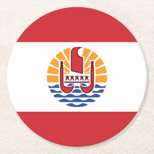 Franska Polynesiens flagga Underlägg Papper Rund
