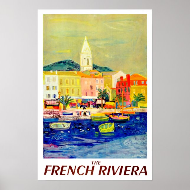 Franska rivieran, Frankrike, målning, konst, vinta Poster (Framsidan)