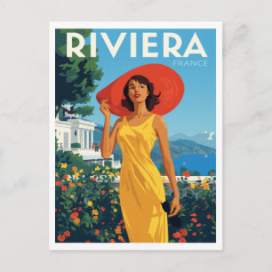 Franska Rivieran Glamour Retro Vykort