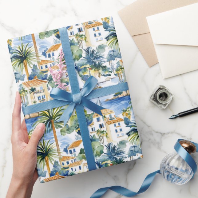 Franska Rivieran Tropiska Palmträd Födelsedag Presentpapper (Gifting)
