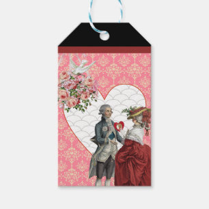 Franska rokokor kopplar ihop och den rosa presentetikett