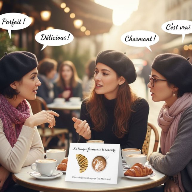 Franska språkets dag 20 mars Croissant och Latte Kort (Skapare uppladdad)