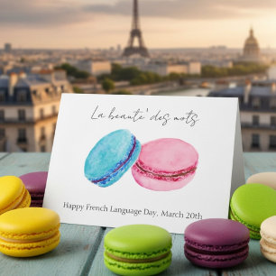 Franska språkets dag 20 mars Macarons Kort