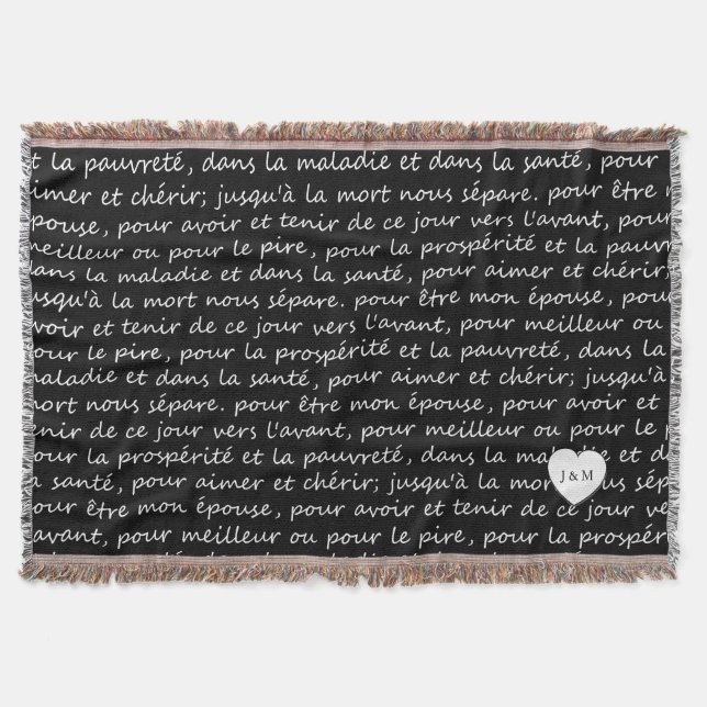 Franska svartvita bröllopVows för vintage Filt (Framsidan)