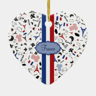 Franska symboler med flagga av frankriken julgransprydnad keramik