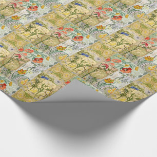 Franska vallmoblommor för art nouveau som slår i presentpapper