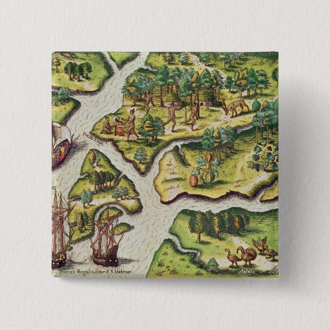 Fransken ankommer på portroyalet knapp (Framsida)