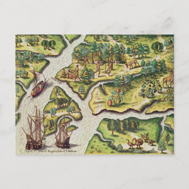 Fransken anländer till Royalet Port Vykort (Framsida)