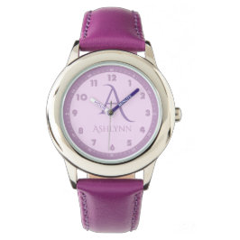 Fransken Anpassad namnElegant Lilac Kids Monogram Armbandsur