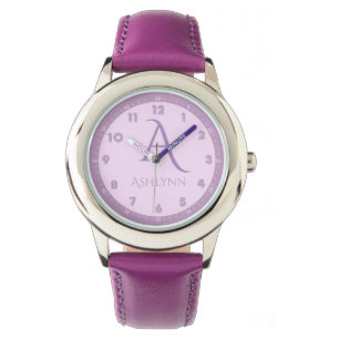 Fransken Anpassad namnElegant Lilac Kids Monogram Armbandsur