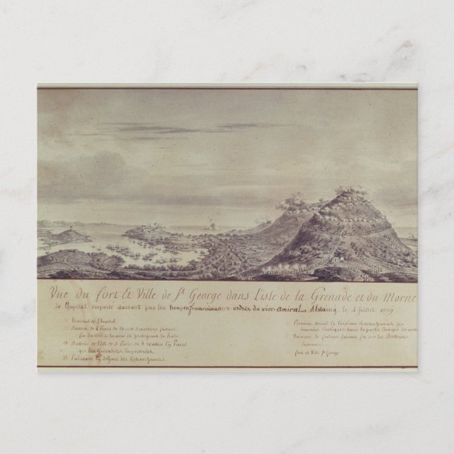 Fransken Capture Grenada, 1779 Vykort (Framsida)