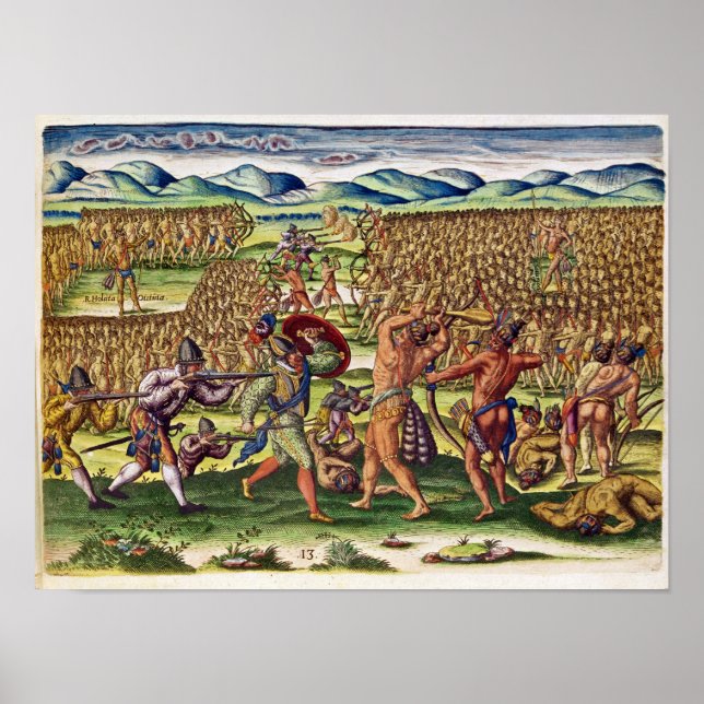 Fransken hjälper indianerna i striderna poster (Framsidan)