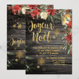 Fransken Joyeux Noel Card för guld Calligraphy Woo Inbjudningar
