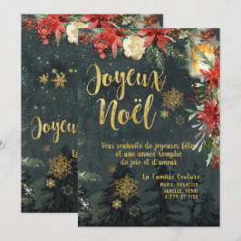 Fransken Joyeux Noel Card för guld Calligraphy Woo Inbjudningar