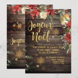 Fransken Joyeux Noel Card för guld Calligraphy Woo Inbjudningar