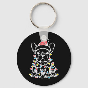 Fransken Jul Cute Hund Bulldog Julafton Frenchie M Nyckelring