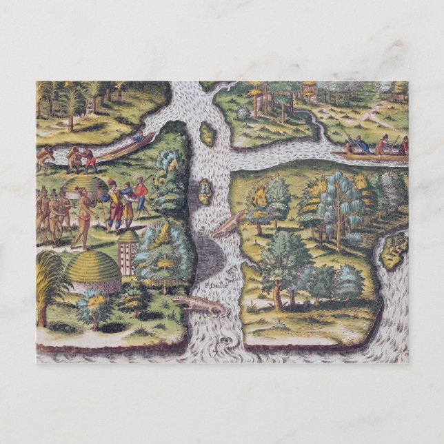 Fransken lämnat i Fort Charles lidande Vykort (Framsida)