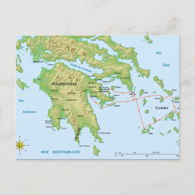 Fransken Morea Expedition Army i Peloponnesese Vykort (Framsida)