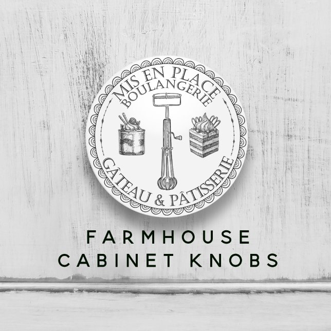 Fransken Patisserie Bakery i Black and White Vinta Knopp (Black and White Vintage French Patisserie Bakery Ceramic Knob)