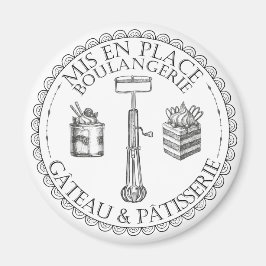 Fransken Patisserie Bakery i Black and White Vinta Magnet