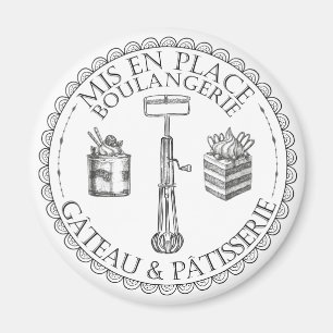 Fransken Patisserie Bakery i Black and White Vinta Magnet