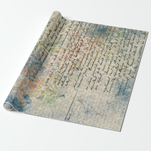Fransken vintage Inspired Pastellblå radbrytning P Presentpapper