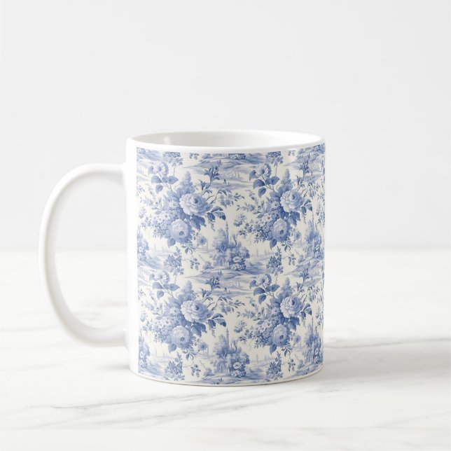 Franskens blommigt - blått kaffemugg (Vänster)