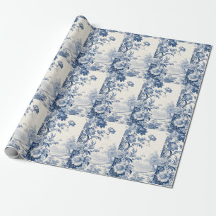 Franskens blommigt - blått presentpapper
