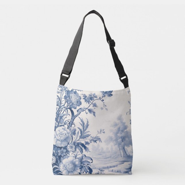 Franskens blommigt - blyblått Tote Axelväska (Framsida)