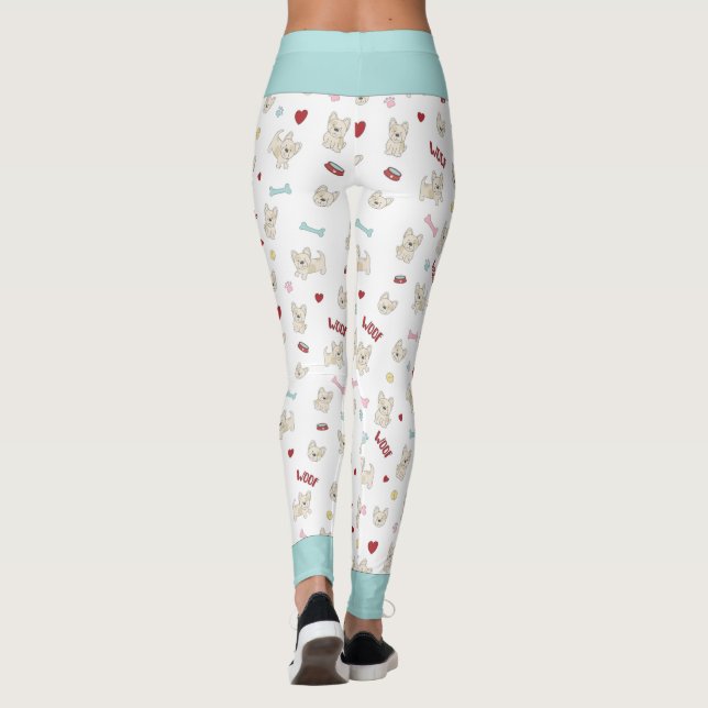 Franskens bulldog-hjärtan skriver ut hund bendjurä leggings (Baksida)