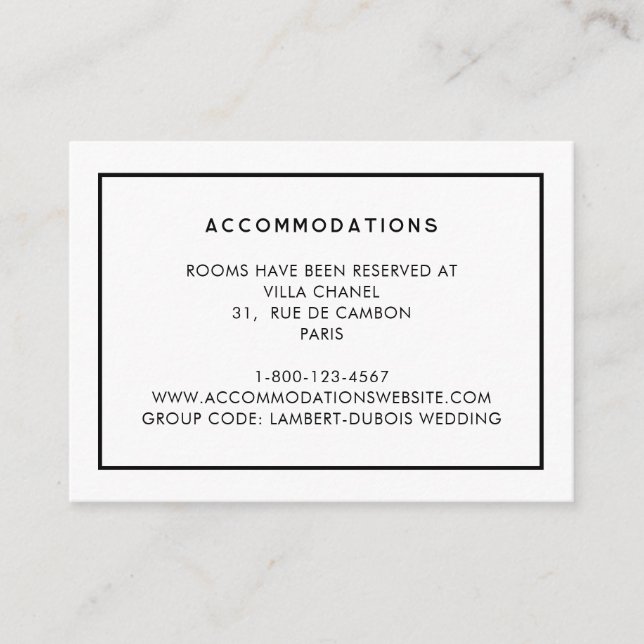 Franskens Chic Minimal inkvartering i Bröllop Tilläggskort (Framsida)