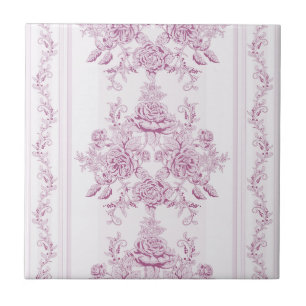 Franskens chic,rosa,toile,blommigt,mönster,segero kakelplatta