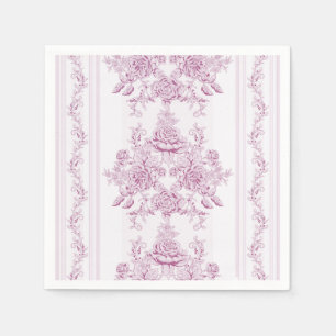 Franskens chic,rosa,toile,blommigt,mönster,segero pappersservett