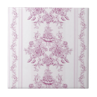 Franskens chic,rosa,toile,blommigt,mönster,segeror kakelplatta