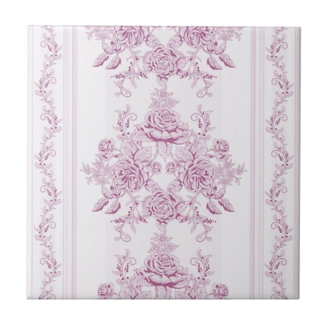 Franskens chic,rosa,toile,blommigt,mönster,segeror kakelplatta (Framsidan)