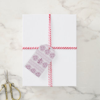 Franskens chic,rosa,toile,blommigt,mönster,segeror presentetikett