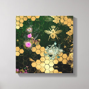 Franskens chic, segrare,bin,blommigt,guld folie, k canvastryck