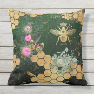 Franskens chic, segrare,bin,blommigt,guld folie, k kudde