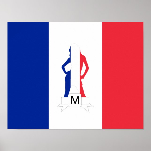 Franskens flagga och flickmonogram poster (Framsidan)