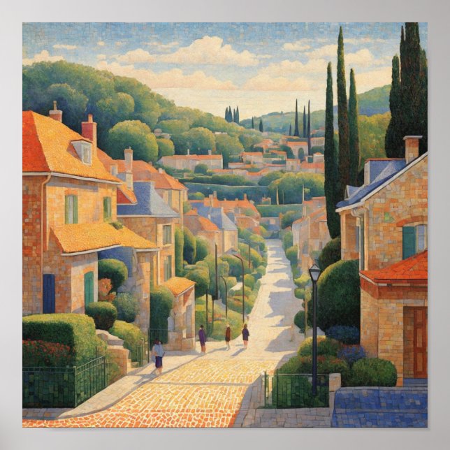 Franskens förorter i Seurat stil Poster (Framsidan)