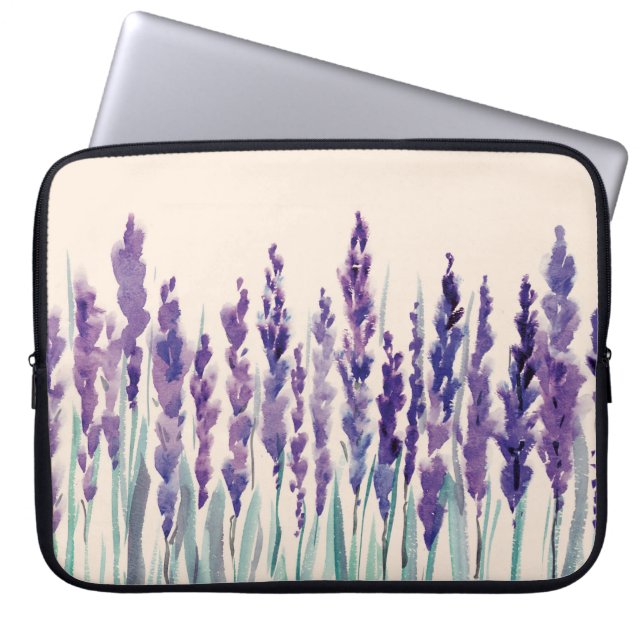 Franskens lavander vattenfärg laptop fodral (Framsidan)