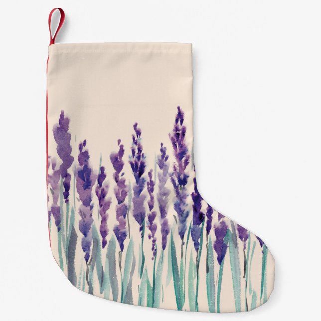 Franskens lavander vattenfärg liten julstrumpa (Framsidan)